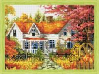 Алмазная мозаика: Осенний домик в деревне 30 x 40 см CV-QS200261