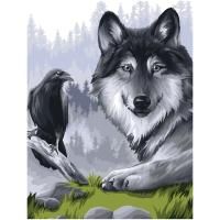 Картина по номерам на картоне ТРИ СОВЫ "Ворон и волк" 30 x 40 см, краски, кисть RE-КК_53775