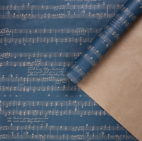 Бумага упаковочная крафтовая 70 x 100 см "Ноты" синяя 4681764