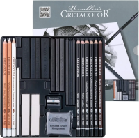 Набор для рисунков и эскизов CRETACOLOR Black&White Box 25 предметов, мет.пенал CR40026