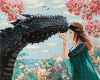 Кристальная (алмазная) мозаика ФРЕЯ на подрамнике "Девушка с драконом" 50 х 40 см ALPD-141