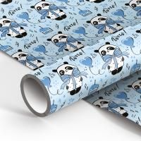 Упаковочная бумага глянцевая MESHU "PandaGift_Blue" 1л. 70 x 100 см 90 г/м2 RE-MS_46381