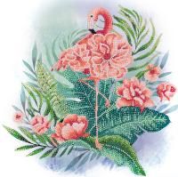 Кристальная (алмазная) мозаика ФРЕЯ постер "Тропический фламинго" 30 х 30 см ALBP-281