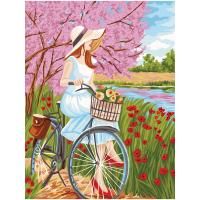 Картина по номерам на холсте ТРИ СОВЫ "Прогулка на велосипеде" 40 x 50 см краски кисть RE-КХ4050_53919
