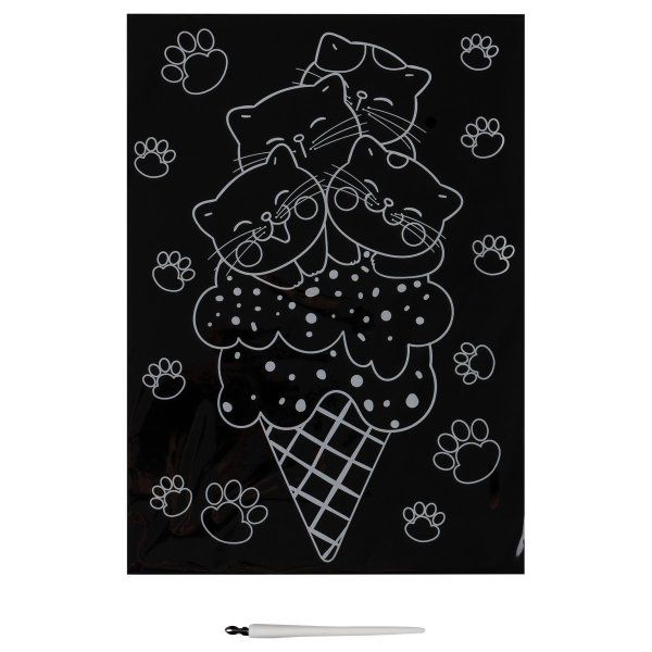 Гравюра с мультицветной основой ТРИ СОВЫ А4 "Котомороженое" RE-GA4_49933 Гравюра с мультицветной основой ТРИ СОВЫ А4 "Котомороженое" RE-GA4_49933