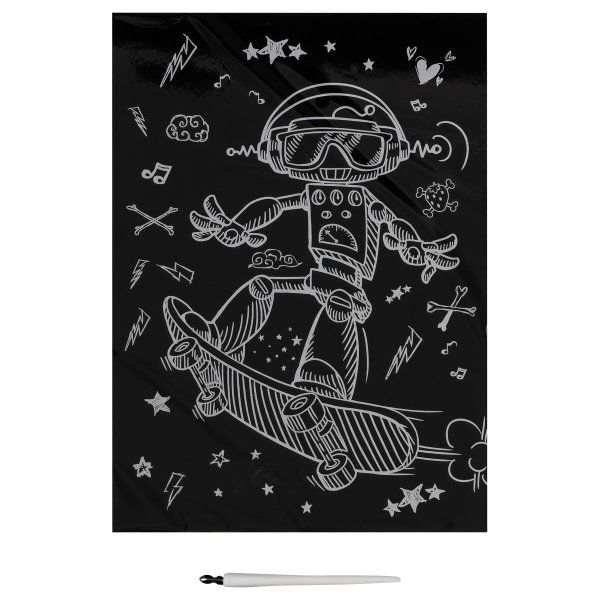 Гравюра с мультицветной основой ТРИ СОВЫ А4 "Робот на скейте" RE-GA4_49940 Гравюра с мультицветной основой ТРИ СОВЫ А4 "Робот на скейте" RE-GA4_49940