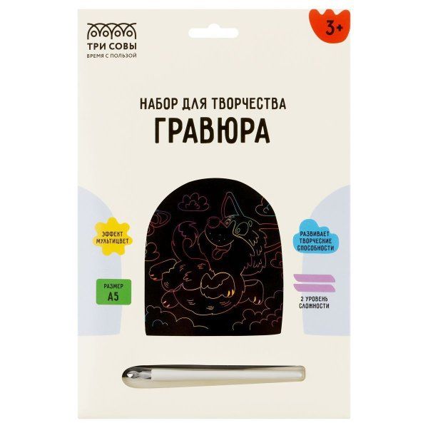 Гравюра с мультицветной основой ТРИ СОВЫ А5 "Веселый корги" RE-GA5_49947 Гравюра с мультицветной основой ТРИ СОВЫ А5 "Веселый корги" RE-GA5_49947