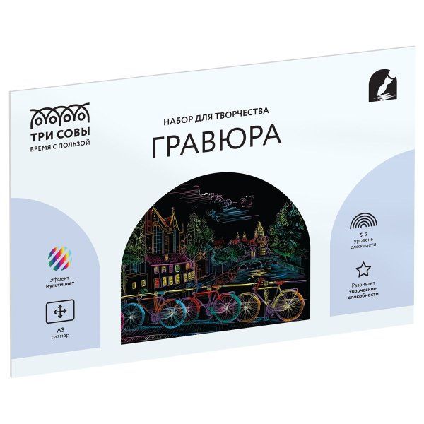 Гравюра с мультицветной основой ТРИ СОВЫ А3 "Амстердам" RE-GA3_48301 Гравюра с мультицветной основой ТРИ СОВЫ А3 "Амстердам" RE-GA3_48301